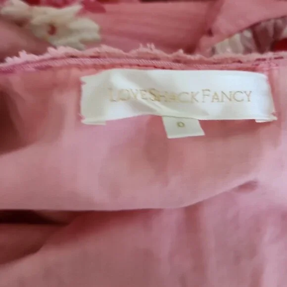 LoveShackFancy Salma Puff-Sleeve Cotton Maxi Dress, Pink, Size 0 - Picture 9 of 12